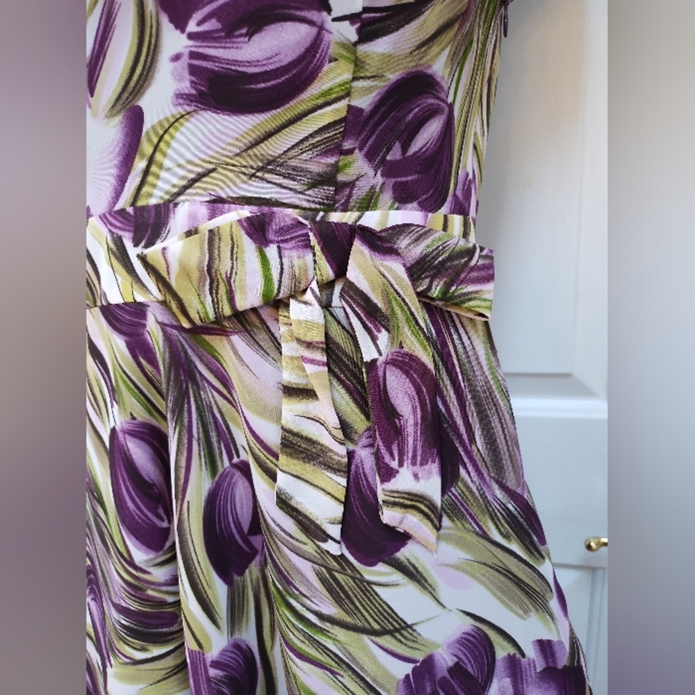Ann Taylor Floral Purple and Green Dress - Picture 3 of 7